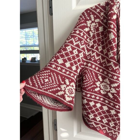CABI Red Nordic Fair Isle Wool Blend Cropped Cardigan Shrug - Picture 3 of 16